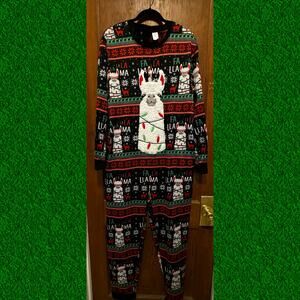 Christmas‎ FA LA LA Llama One Piece Union Suit Mens Pajamas Size M